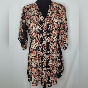 American Rag Sheer Floral Peasant Tunic - Size S